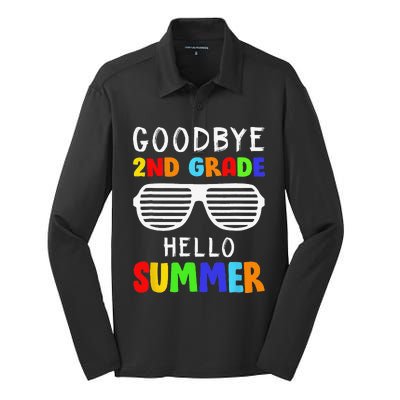 Goodbye 2nd Grade Hello Summer Last Day Of School Silk Touch Performance Long Sleeve Polo