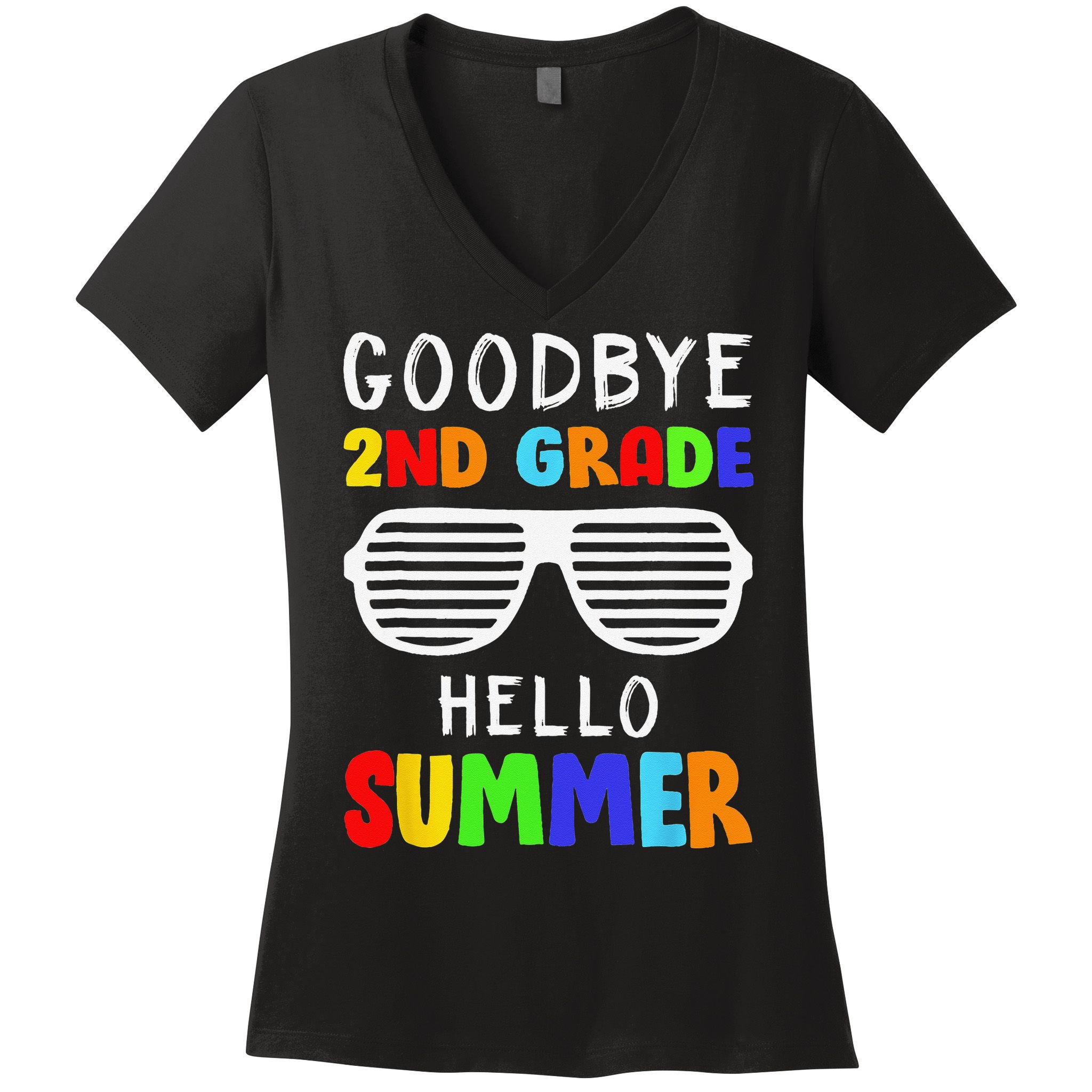 Goodbye 2nd Grade Hello Summer Last Day Of School Women's V-Neck T-Shirt