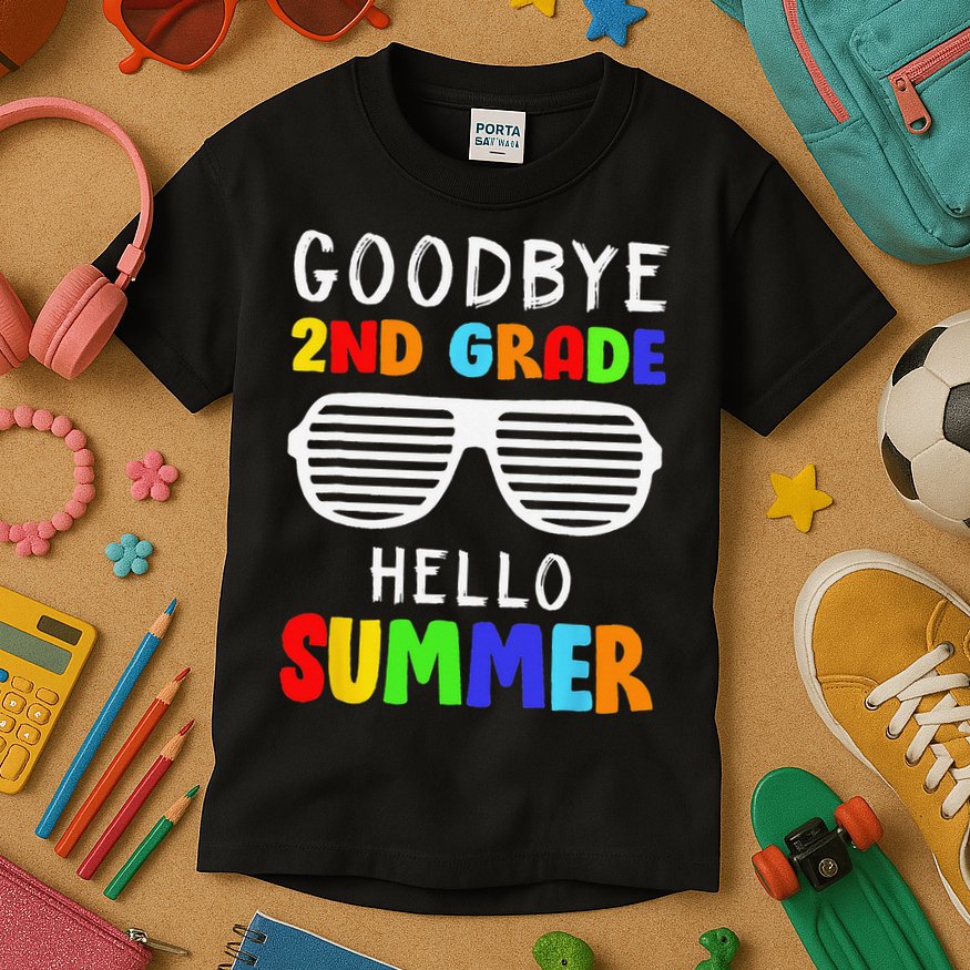 Goodbye 2nd Grade Hello Summer Last Day Of School Kids T-Shirt