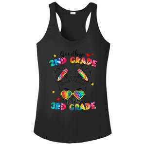 Goodbye 2nd Grade Hello 3rd Grade Messy Bun Teacher Ladies PosiCharge Competitor Racerback Tank