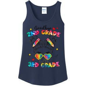 Goodbye 2nd Grade Hello 3rd Grade Messy Bun Teacher Ladies Essential Tank