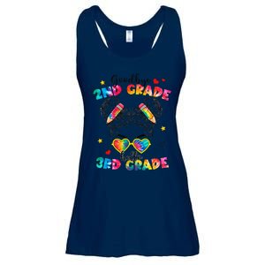 Goodbye 2nd Grade Hello 3rd Grade Messy Bun Teacher Ladies Essential Flowy Tank