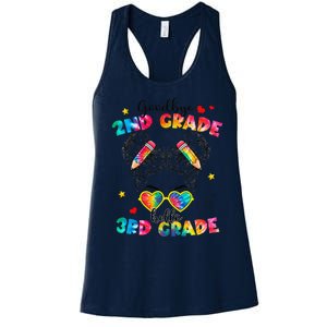 Goodbye 2nd Grade Hello 3rd Grade Messy Bun Teacher Women's Racerback Tank