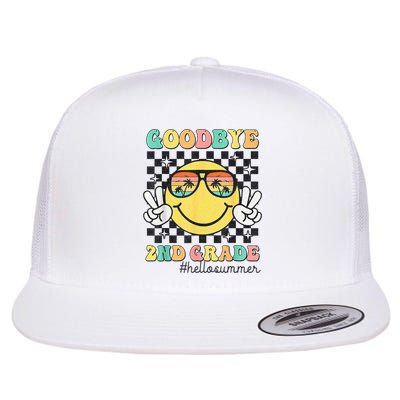 Goodbye 2nd Grade Hello Summer Last Day Of School Student  Flat Bill Trucker Hat