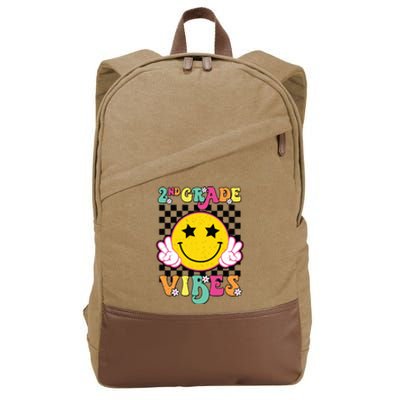 Girl 2nd Grade Vibes Smile Face Back To School Second Grade Cotton Canvas Backpack