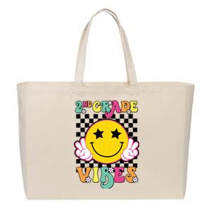 Girl 2nd Grade Vibes Smile Face Back To School Second Grade Cotton Canvas Jumbo Tote