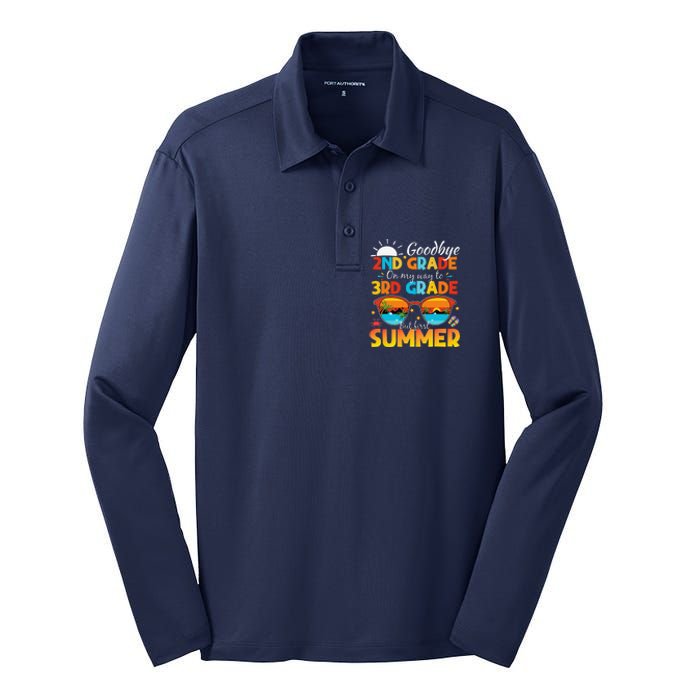 Goodbye 2nd Grade Graduation To 3rd Grade Hello Summer Silk Touch Performance Long Sleeve Polo