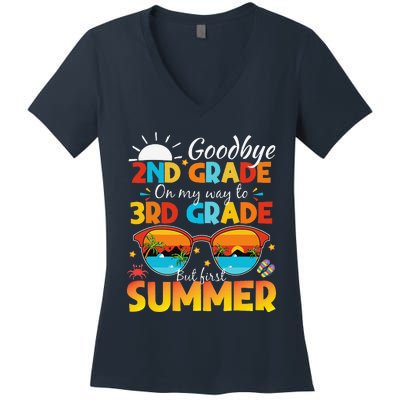 Goodbye 2nd Grade Graduation To 3rd Grade Hello Summer Women's V-Neck T-Shirt