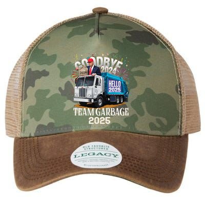 Goodbye 2024 Hello 2025 Happy New Year 2025 Team Garbage Legacy Tie Dye Trucker Hat