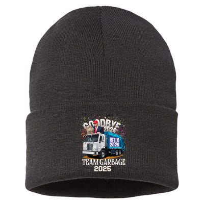 Goodbye 2024 Hello 2025 Happy New Year 2025 Team Garbage Sustainable Knit Beanie