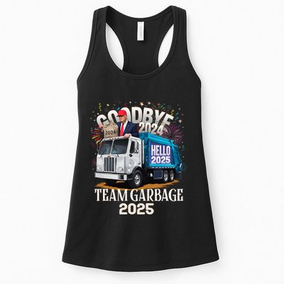 Goodbye 2024 Hello 2025 Happy New Year 2025 Team Garbage Womens Tank Top