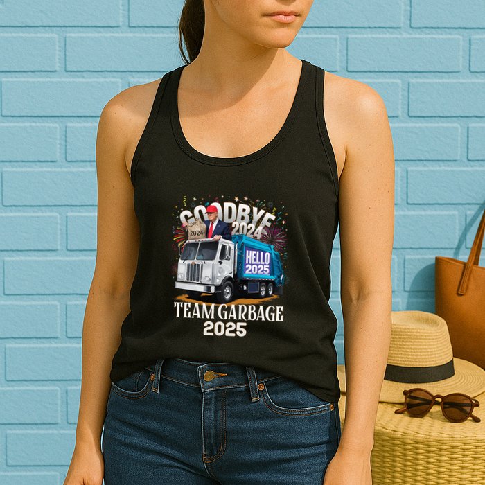 Goodbye 2024 Hello 2025 Happy New Year 2025 Team Garbage Womens Tank Top