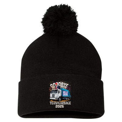 Goodbye 2024 Hello 2025 Happy New Year 2025 Team Garbage Pom Pom 12in Knit Beanie