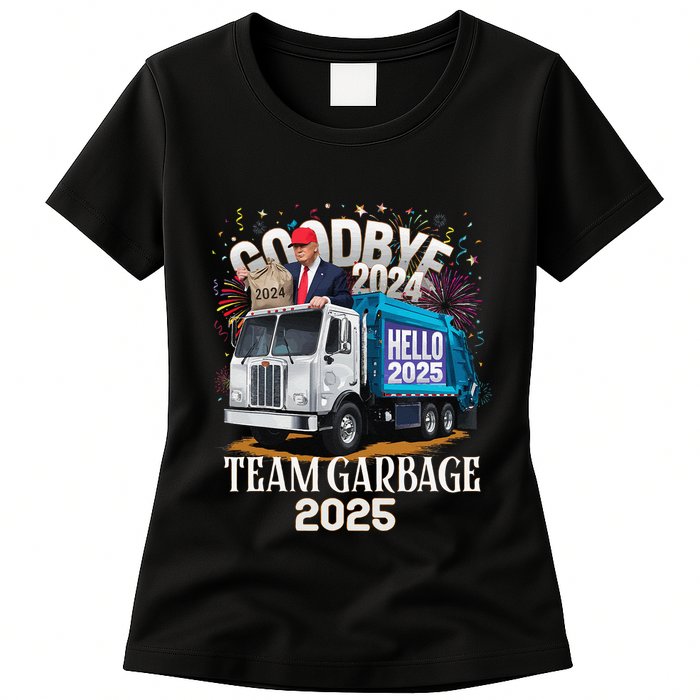 Goodbye 2024 Hello 2025 Happy New Year 2025 Team Garbage Womens T-Shirt