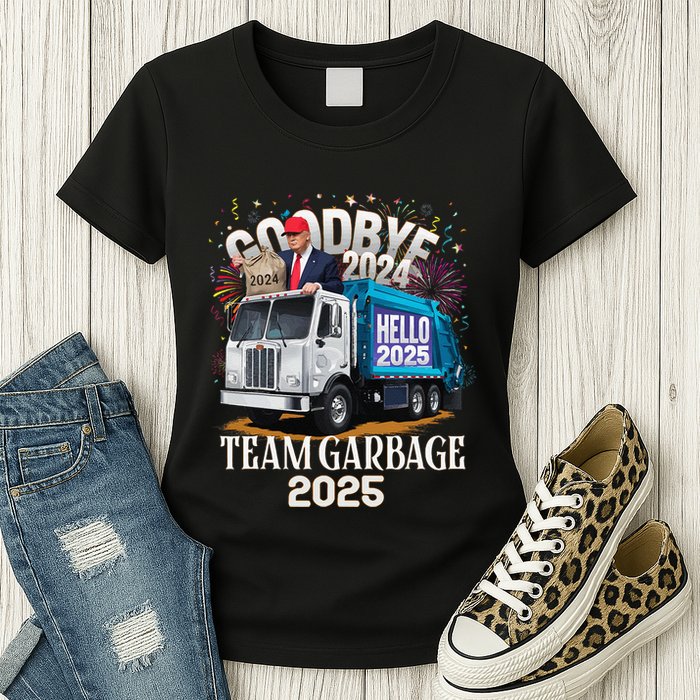 Goodbye 2024 Hello 2025 Happy New Year 2025 Team Garbage Womens T-Shirt