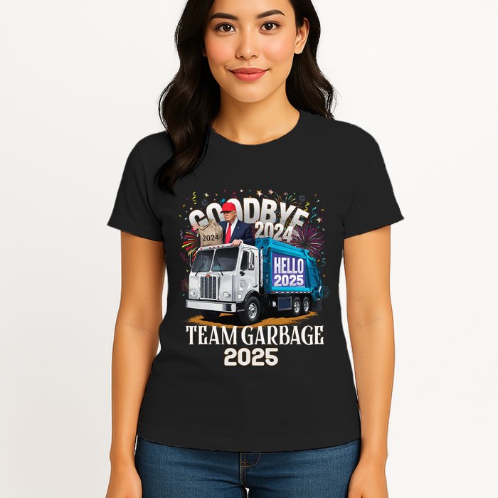 Goodbye 2024 Hello 2025 Happy New Year 2025 Team Garbage Womens T-Shirt