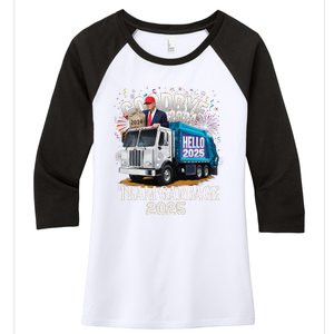 Goodbye 2024 Hello 2025 Happy New Year 2025 Team Garbage Women's Tri-Blend 3/4-Sleeve Raglan Shirt