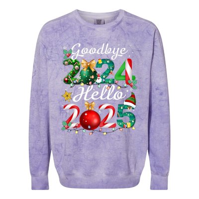 Goodbye 2024 Hello 2025 Merry Christmas Happy New Year 2025 Colorblast Crewneck Sweatshirt