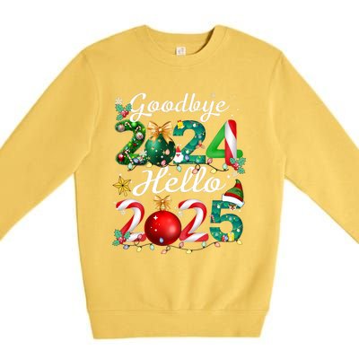 Goodbye 2024 Hello 2025 Merry Christmas Happy New Year 2025 Premium Crewneck Sweatshirt