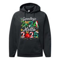 Goodbye 2024 Hello 2025 Merry Christmas Happy New Year 2025 Performance Fleece Hoodie