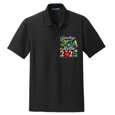 Goodbye 2024 Hello 2025 Merry Christmas Happy New Year 2025 Dry Zone Grid Polo