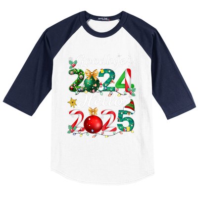 Goodbye 2024 Hello 2025 Merry Christmas Happy New Year 2025 Baseball Sleeve Shirt