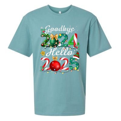 Goodbye 2024 Hello 2025 Merry Christmas Happy New Year 2025 Sueded Cloud Jersey T-Shirt