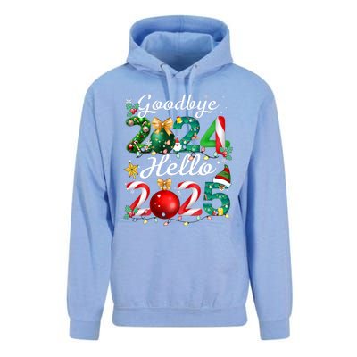 Goodbye 2024 Hello 2025 Merry Christmas Happy New Year 2025 Unisex Surf Hoodie