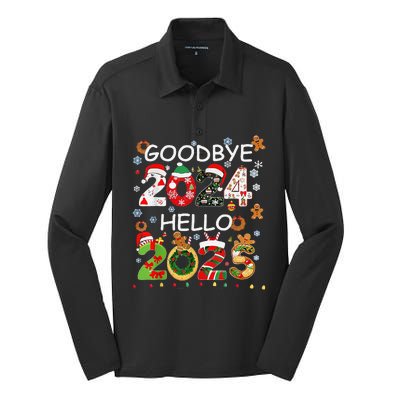 Goodbye 2024 Hello 2025 Happy New Year 2025 New YearS Eve Silk Touch Performance Long Sleeve Polo