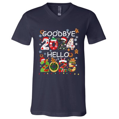 Goodbye 2024 Hello 2025 Happy New Year 2025 New YearS Eve V-Neck T-Shirt