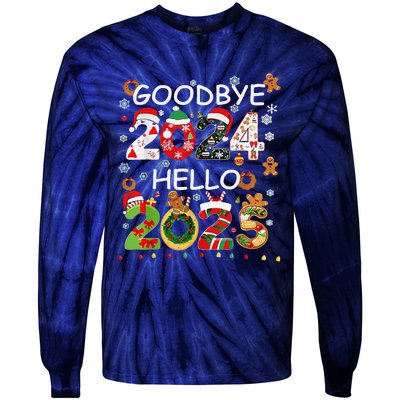 Goodbye 2024 Hello 2025 Happy New Year 2025 New YearS Eve Tie-Dye Long Sleeve Shirt