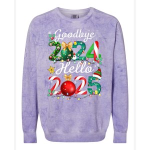 Goodbye 2024 Hello 2025 Merry Christmas Happy New Year 2025 Gift Colorblast Crewneck Sweatshirt