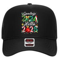 Goodbye 2024 Hello 2025 Merry Christmas Happy New Year 2025 Gift High Crown Mesh Back Trucker Hat