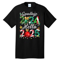 Goodbye 2024 Hello 2025 Merry Christmas Happy New Year 2025 Gift Tall T-Shirt