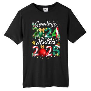 Goodbye 2024 Hello 2025 Merry Christmas Happy New Year 2025 Gift Tall Fusion ChromaSoft Performance T-Shirt