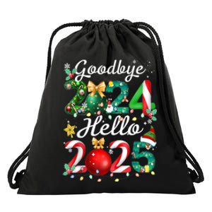 Goodbye 2024 Hello 2025 Merry Christmas Happy New Year 2025 Gift Drawstring Bag