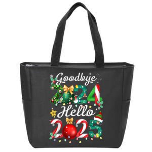 Goodbye 2024 Hello 2025 Merry Christmas Happy New Year 2025 Gift Zip Tote Bag