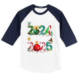 Goodbye 2024 Hello 2025 Merry Christmas Happy New Year 2025 Gift Baseball Sleeve Shirt