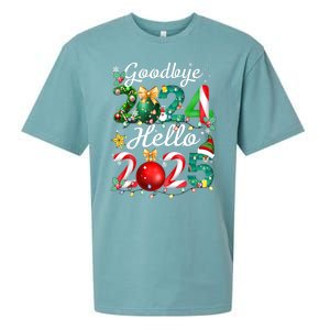 Goodbye 2024 Hello 2025 Merry Christmas Happy New Year 2025 Gift Sueded Cloud Jersey T-Shirt