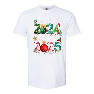 Goodbye 2024 Hello 2025 Merry Christmas Happy New Year 2025 Gift Softstyle CVC T-Shirt