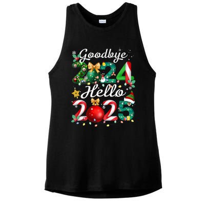 Goodbye 2024 Hello 2025 Merry Christmas Happy New Year 2025 Ladies PosiCharge Tri-Blend Wicking Tank