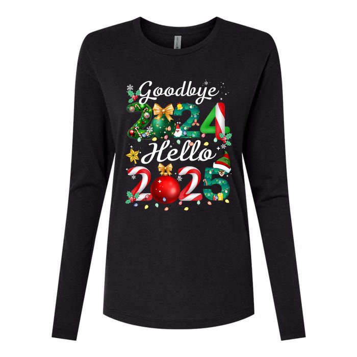 Goodbye 2024 Hello 2025 Merry Christmas Happy New Year 2025 Womens Cotton Relaxed Long Sleeve T-Shirt