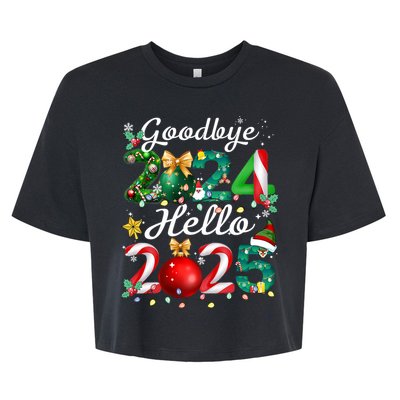 Goodbye 2024 Hello 2025 Merry Christmas Happy New Year 2025 Bella+Canvas Jersey Crop Tee