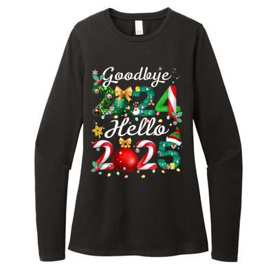 Goodbye 2024 Hello 2025 Merry Christmas Happy New Year 2025 Womens CVC Long Sleeve Shirt