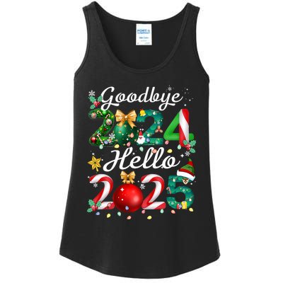 Goodbye 2024 Hello 2025 Merry Christmas Happy New Year 2025 Ladies Essential Tank