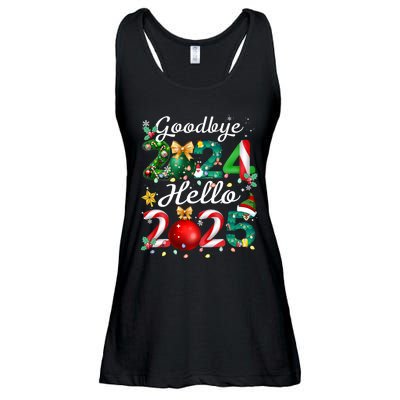 Goodbye 2024 Hello 2025 Merry Christmas Happy New Year 2025 Ladies Essential Flowy Tank