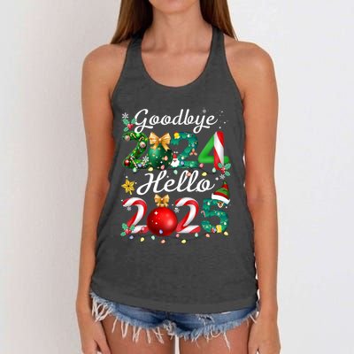 Goodbye 2024 Hello 2025 Merry Christmas Happy New Year 2025 Women's Knotted Racerback Tank