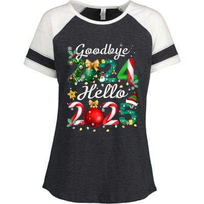 Goodbye 2024 Hello 2025 Merry Christmas Happy New Year 2025 Enza Ladies Jersey Colorblock Tee