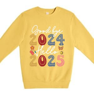 Goodbye 2024 Hello 2025 Merry Christmas Happy New Year 2025 Cute Gift Premium Crewneck Sweatshirt