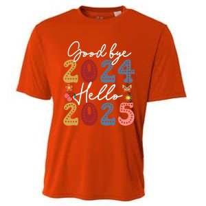 Goodbye 2024 Hello 2025 Merry Christmas Happy New Year 2025 Cute Gift Cooling Performance Crew T-Shirt